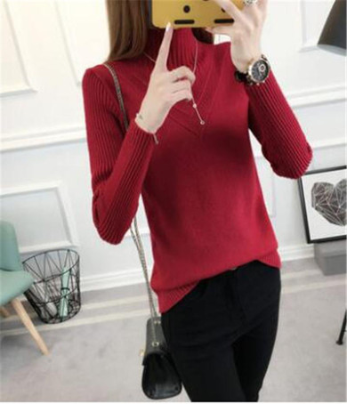 Autumn 2017 Fashion winter women turtleneck long-sleeve knitted sweater female knitted pullover solid basic warm women clothing