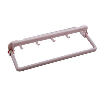 Automatic Folding Sundries Organizer Shelf with Hook Cupboard Towel Storage Rack Cabinet Door Hanger for Kitchen