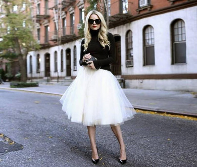 High Waist 7 Layer Midi Tulle Skirt Tutu Skirts Womens Petticoat Elastic Belt Summer faldas saia jupe 2018