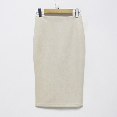 High Street Women Suede Multi Color Pencil Midi Skirt Female 2018 Spring Autumn Winter Basic Tube Bodycon Skirts