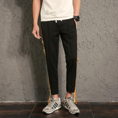 High Street Fashion Hiphop Men Casual Pant Ribbons Splice Fashion Jogger Trousers Male Sweatpants