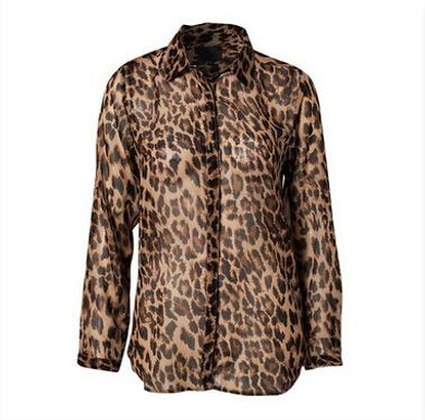High Street Blusas Femininas Women Blouse Ladies Sexy Long Sleeve Leopard Print Chiffon Blouses Blusas Tops Shirt for Women