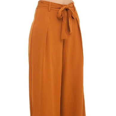 HDY Haoduoyi Fashion Drawstring Wide Leg Pants Women High Waist Slim Female Trousers Solid Orange Pleated Casual Pants