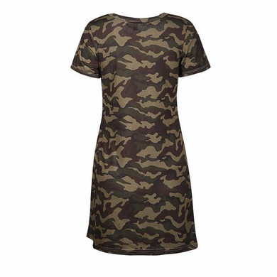 HDY Haoduoyi  Women Summer Army Vintage Camouflage Print Dress Short Sleeve O-neck Girl Short Dresses for wholesale
