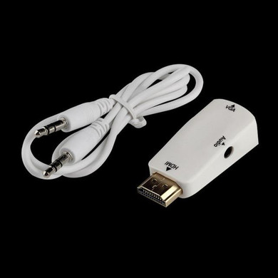 HDMI Male To VGA Female Converter Box Adapter With 3.5mm AV Audio Cable For PC HDTV