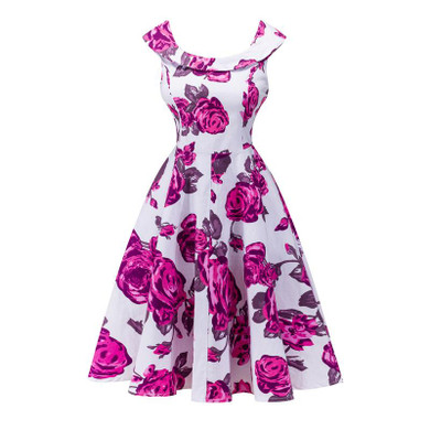 Kostlich Floral Print Women Summer Dress Hepburn 50s 60s Vintage Dress Women 2018 A-Line Party Dresses With Belt Sundress Female