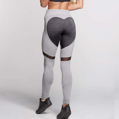 Kostlich Fashion Heart Pattern Mesh Splice Sexy Women Leggings Elastic Fitness Legging Pants Women Workout Leggings Clothes