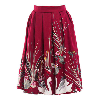 Kostlich 2017 Retro Floral Print Summer Skirts Womens High Waist 1950s Vintage Midi Skirt Elegant Slim Big Swing Women Skirt