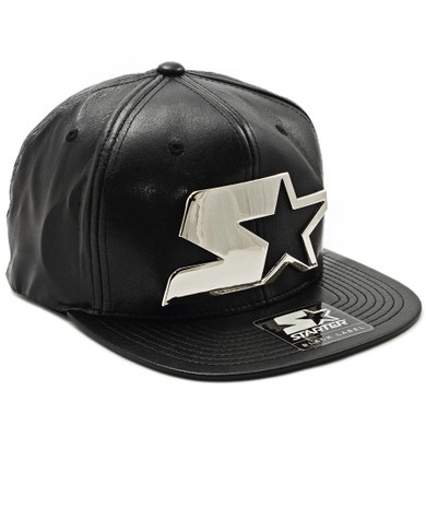 Leather Snapback - Silver