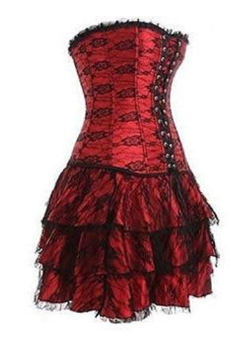 LAUWOO Sexy Overbust Corset And Bustier Lace Evening Women Casual Dress Plus Size Push Up Gothic Corset Dress With Tutu Skirt