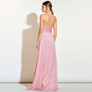 Dressv Long Pink Bridesmaid Dress Sweetheart Neck A Line Sleeveless Lace Pleats Custom Wedding Party Dress Bridesmaid Dress
