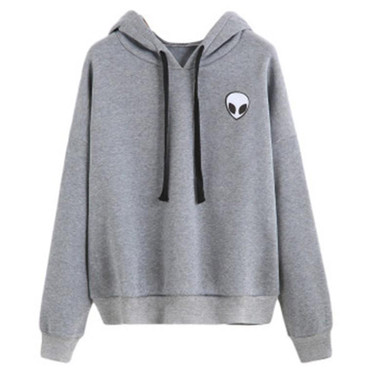 2017 Apring Autumn Women Casual Alien Print Hoodies Unisex Lapel Hooded New Sweatshirts Pullovers Turn-down Collar