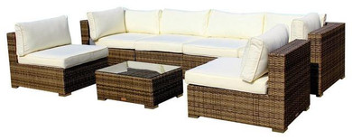 2017 All Weather Outdoor Wicker Sectional 7-Piece Resin Couch Set