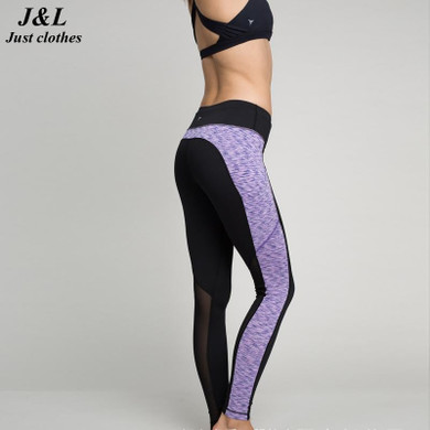 2016 Workout Woman Fitness Leggings Side Pocket Slim Trouser Sporting Pants Casual Splice Mesh Elastic Slim Legging For Women