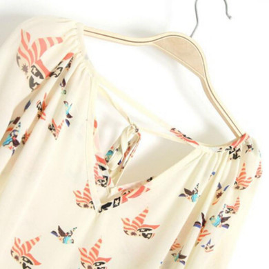 New Cozy Elegant Women Fashion Long Sleeve Chiffon Floral Print Tops Blouse Tops Casual Shirts