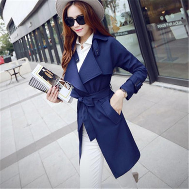 New coats spring and autumn Korean casual buttons windbreaker women Slim long sleeved big yards female trench coat for Women's