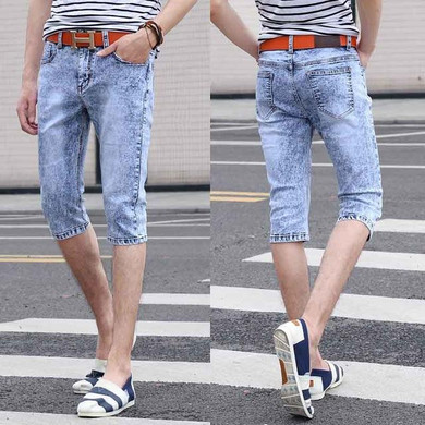 New Classic Straight Jeans Shorts Men Slim Fit Cotton Jeans Hight stretch Mid Waist Jeans short men Men's Casual Regular Jean