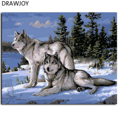 Frameless Picture Painting By Numbers Wolf Home Decor DIY Digital Canvas Oil Painting Home Decoration For Living Room 40*50cm