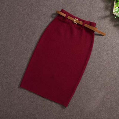 2017 Fashion Skirts Autumn winter Casual Women High Waist Knee-length Knitted Pencil Skirt Elegant slim Long Skirts