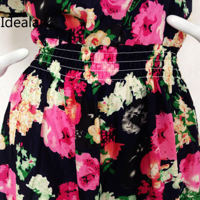 2017 fashion new Spring summer dress women clothing floral print pattern casual dresses vestidos WC0472