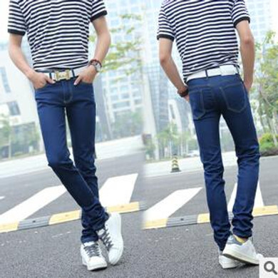 2017 Fashion Men's Skinny Jeans Man Classic Slim Fit Stretch Jeans Tight Blue Denim Pencil Pant Mens Black Pencil Jeans Trousers