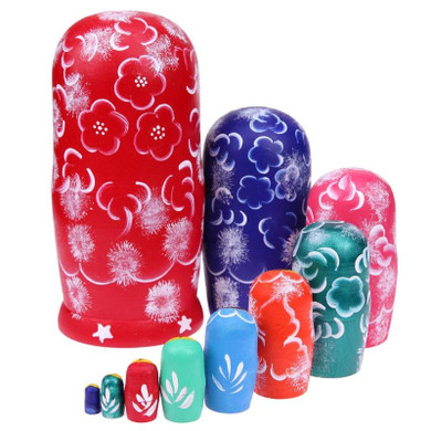 Wooden Christmas Matryoshka Nesting Dolls 10 Pieces