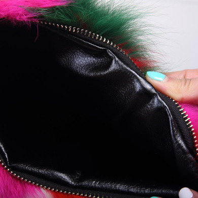 New 2017 Colorful Real Fur Women Shoulder Bag Fox Fur Causal Clutch Bag Leather Women's Bag Lady Chains Handbag Luxury Purse