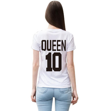 2017 Summer King Queen Letter 10 Printed T Shirt Cotton T-shirt White Black Fashion Short Sleeve Women Couple Clothes lovers Tee