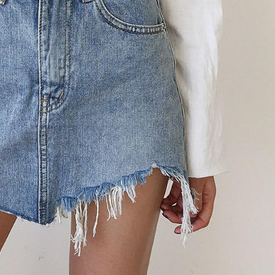 2017 Summer Jeans Skirt Women High Waist Jupe Irregular Edges Denim Skirts Female Mini Saia Plus Size Faldas Casual Pencil Skirt
