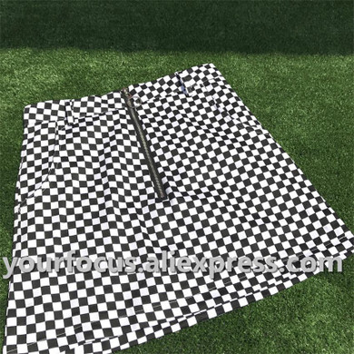 2017 summer harajuku retro rok punk ins hot black white plaid  circle zipper mini skirt metal buckle high waist zipper skirt