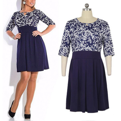 2017 Summer Fashion Women Half Sleeve V Neck Sexy Slim Patchwork Print Elegant Dresses Party Evening Plus Size Knee-Length Dress