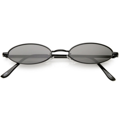 Retro 1990's Small Oval Metal Flat Lens Sunglasses C626