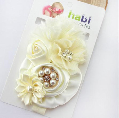 Retail Fashion Kids Headbands girl flower with rhinestone head band kids hair accessories