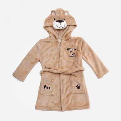 Retail Cute Children's Clothing Kids Sleepwear&amp;Robes Girls/Boys Cartoon Beer Hooded Coral Velvet Bathrobes Baby Soft Homewear