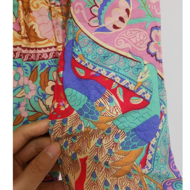 RED Boho blouse 2018 Peacock floral print blouses Vinatge sexy v-Neck long Sleeve tassel Bohemia women blouses Hippie TOP