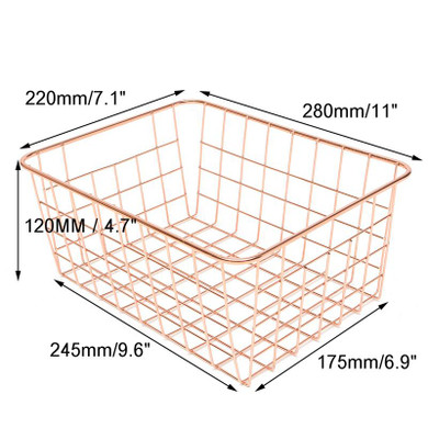 Modern Rose Gold Wire Mesh Storage Basket Household Decoration Pastoral Style Kitchen Dry Goods Organiser Office Supplies Basket