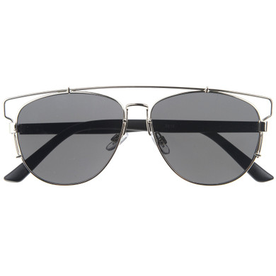 Modern Fashion Panto Flat Front Metal Aviator Sunglasses