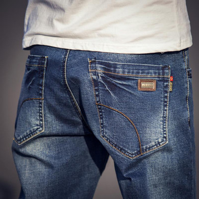 2017 Plus Size Light Blue Tapered Jeans Men 4XL 5xl 36 38 Slim Fit Denim Jeans Casual Jean Big Size Pencil Pants