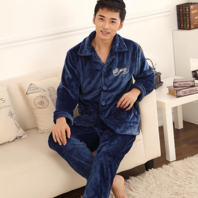 2017 Pijama Hombre Winter Thickening Men's Pajama Sets Sleepwear Male Flannel Sleep Set Coral Fleece Lounge L-XXXL SY712