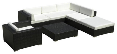 2017 Outdoor Sofa Sectional All Weather Wicker 7 Piece Resin Couch Set