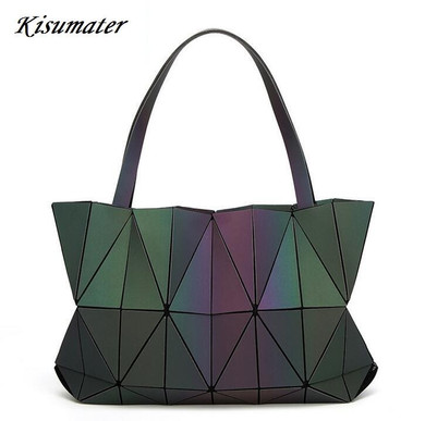 2017 New Diamond Women Geometry Totes Sequins Mirror Saser Plain Folding Bags Luminous bag baobao bag Free Shipping hologram