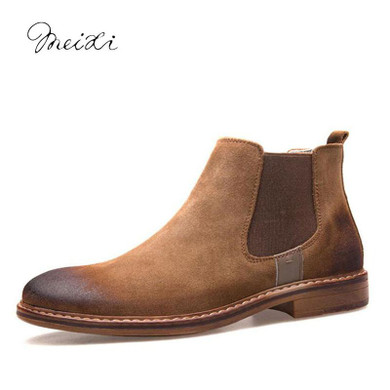 meixi brand chelsea men boots 38-44 Top quality handsome comfortable retro genuine leather men winter boots M17090901-1
