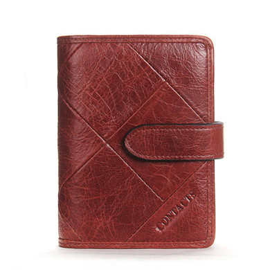 CONTACT'S Genuine Leather Men Wallet Women wallet Luxury Brand Purse Female Card Holder long Clutch bag coin Purse Money Bag Red