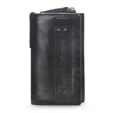 CONTACT'S 2017 Vintage Crazy Horse Leather Men Wallets Multi-Functional Cowhide Key Purse Genuine Leather Coins Wallet For Men