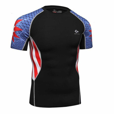 Compression Shirts 3d Print Style Short Sleeve Multiuse MMA Crossfit Tops Budybuilding Weightlifting Shirts Men Quick Dry Shirt