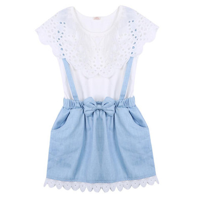 2016 Baby Kids Girls Summer Dress Baby Princess Party Denim Cotton Fancy Flower Tutu Dresses