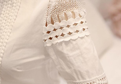 2015 New women high quality blusas femininas blouses women's shirt elegant hollow out lace Slim chiffon blouse women tops 8H98