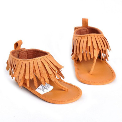 Hongteya New fashion spring tassel summer baby sandals baby moccasins shoes soft sole pu leather solid child girls boys sandals