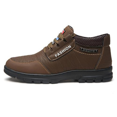MVVT Winter Fur Men Boots Keep Warm Split Leather Boots Waterproof Outdoor Snow Boots Ankle Boots Men Shoes