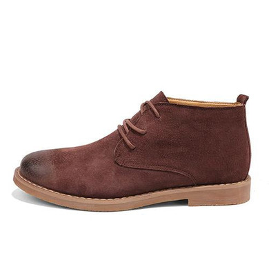MVVT Genuine Leather Boots Men Chelsea Boots Suede Classic Chukkas Boots Lace-Up Autumn Winter Shoes Comfortable Ankle Boots